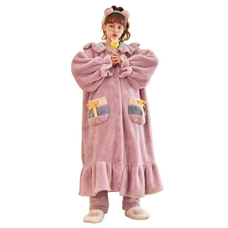 Long Nightgown Cute Spring And Autumn Home Service Suit