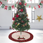 Christmas Decoration Tree with 120cm linen car-themed tree skirt in red and black plaid