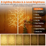 Lighted Birch Tree Artificial White Birch Twig Tree With 8 Warm White Lighting Modes For Wedding Party Christmas Holiday Festival Home Decoration