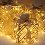 Christmas Lighting Gift Boxes With Bows Indoor Decorations Snow Gift Box Glowing Gift Box Home Garden Christmas