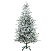 90-inch full spruce artificial Christmas tree with white flocked branches on metal base