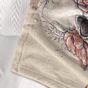 Rustic Skull Sunflower Flannel Fleece Blanket Floral Skull Flannel Soft Plush Throw Blanket Cozy Blankets For Bed Chair Car Sofa Couch Bedroom 75x100cm 130x150cm 150x200cm